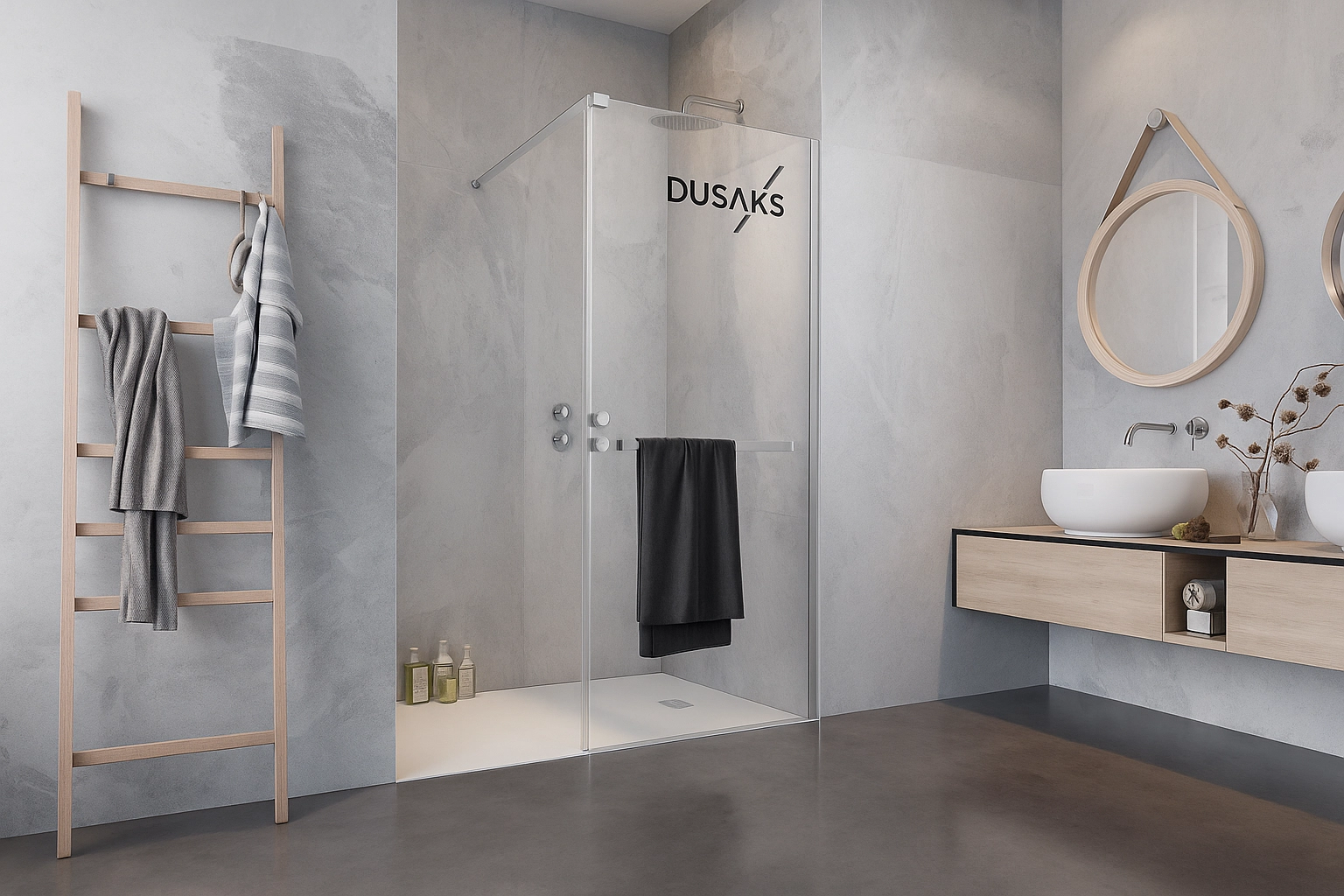 Parlak Kapısız Duşakabin Işıltılı ve Şık Banyolar