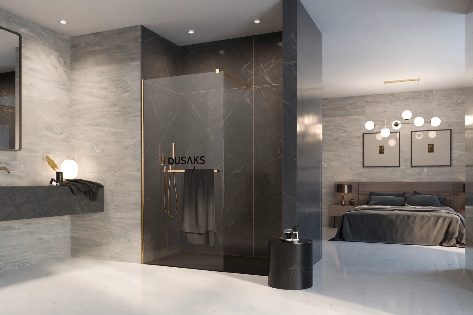 Sarı Kapısız Duşakabin lüks ve gösterişli Tasarım